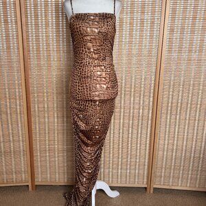 Y2K Croc Print Maxi Dress – Size S